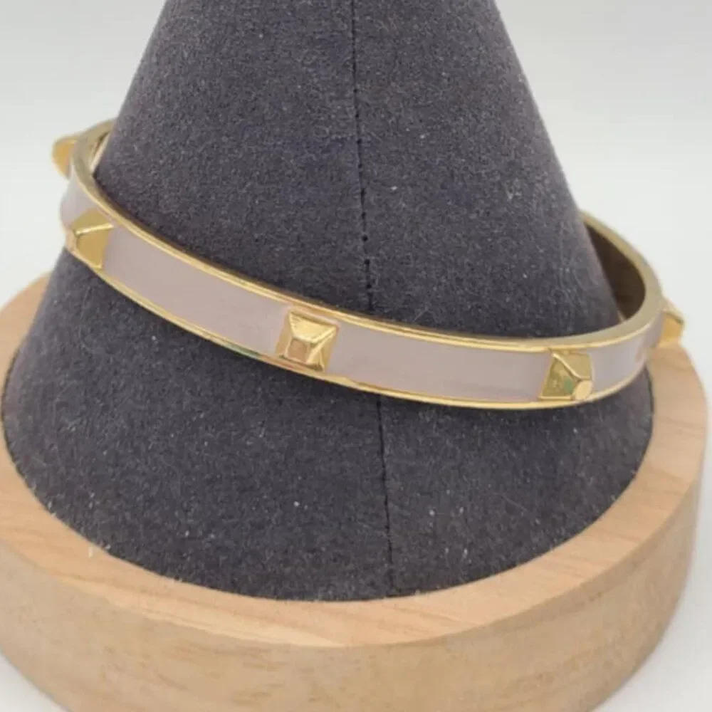 J Crew Taupe Enamel Studded Gold Tone Bangle NWOT